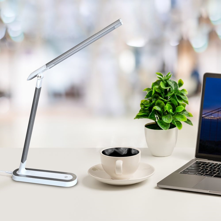 LED bordlampe m. touch-funktion dæmpbar MADERA LED/7W/230V USB hvid