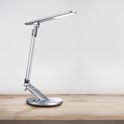 LED bordlampe m. touch-funktion dæmpbar OPTIMUM LED/7W/230V USB 3000/4000/6000K sølvfarvet