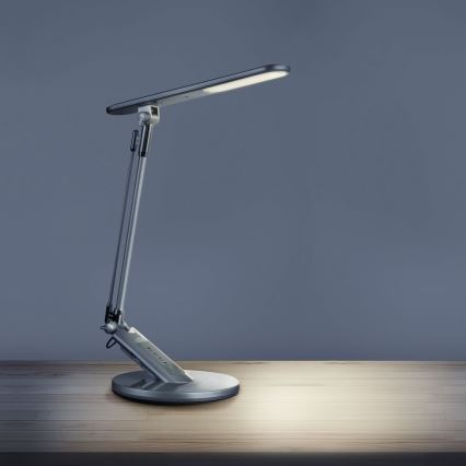 LED bordlampe m. touch-funktion dæmpbar OPTIMUM LED/7W/230V USB 3000/4000/6000K sølvfarvet