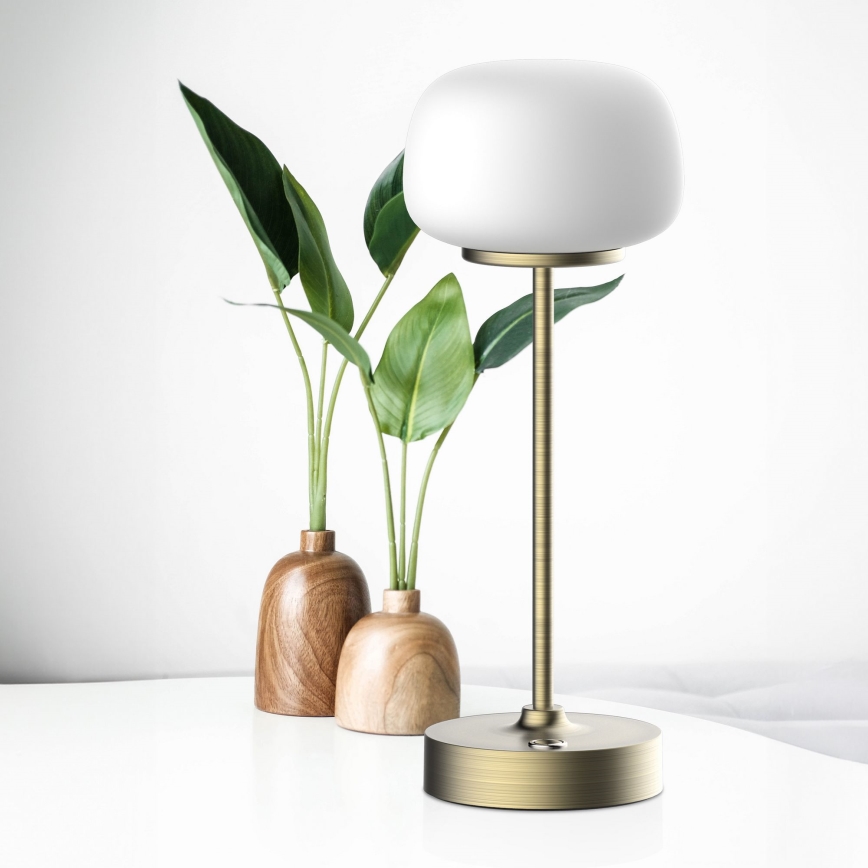 LED bordlampe m. touch-funktion dæmpbar RIMINI LED/2W/5V USB 2000 mAh guldfarvet/hvid