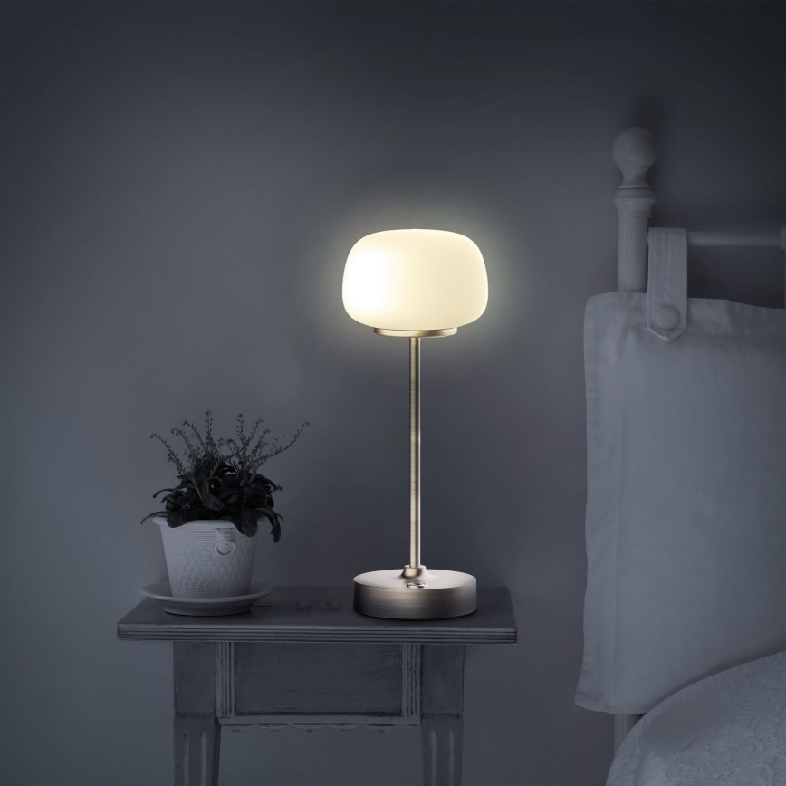 LED bordlampe m. touch-funktion dæmpbar RIMINI LED/2W/5V USB 2000 mAh guldfarvet/hvid