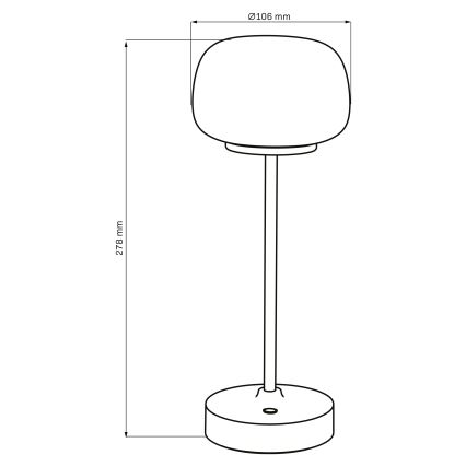 LED bordlampe m. touch-funktion dæmpbar RIMINI LED/2W/5V USB 2000 mAh guldfarvet/hvid