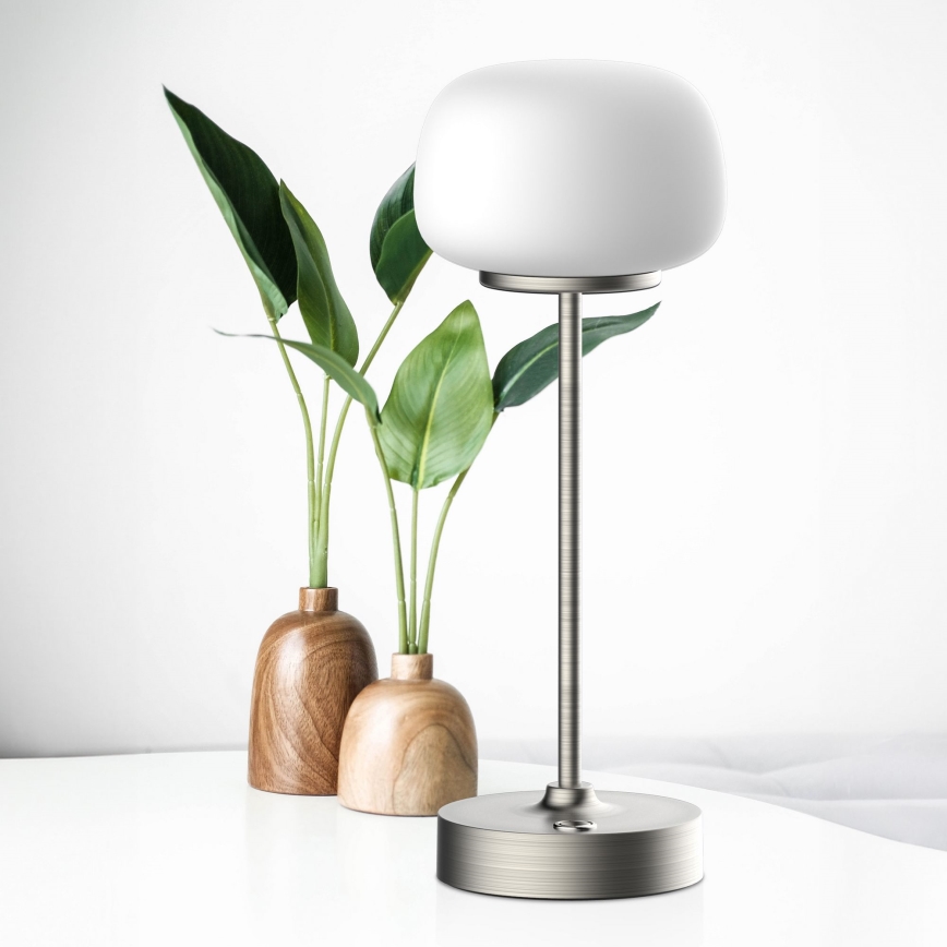 LED bordlampe m. touch-funktion dæmpbar RIMINI LED/2W/5V USB 2000 mAh mat krom/hvid