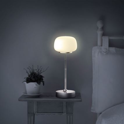 LED bordlampe m. touch-funktion dæmpbar RIMINI LED/2W/5V USB 2000 mAh mat krom/hvid