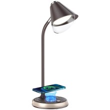 LED bordlampe m. trådløs opladning dæmpbar FINCH LED/9W/12/230V brun/guldfarvet