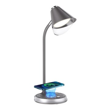 LED bordlampe m. trådløs opladning dæmpbar FINCH LED/9W/12/230V grå/skinnende krom