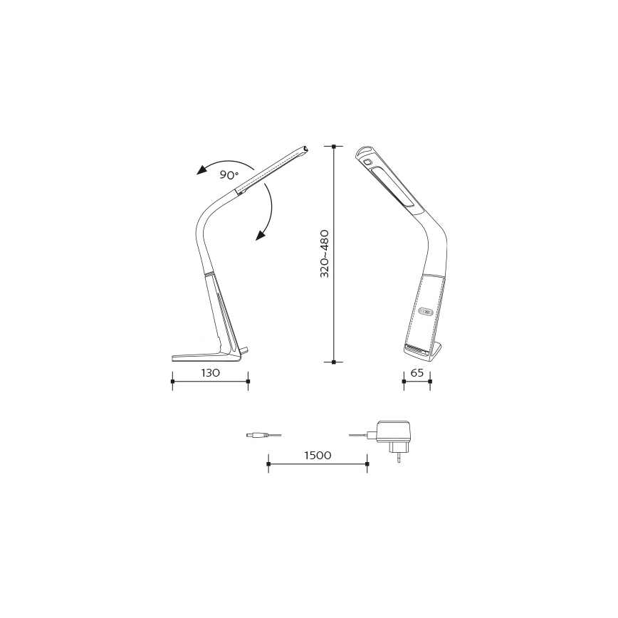 LED bordlampe m. trådløs opladning dæmpbar og sensor LORD EVO LED/8W/230V 3000K/4500K/6000K sort