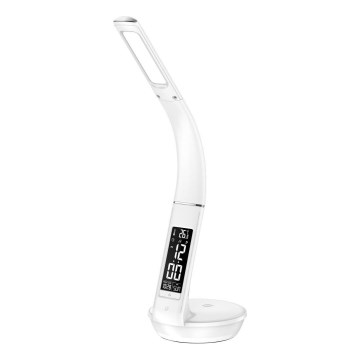 LED bordlampe m. trådløs opladning dæmpbar Qi 5W og display LED/6W/230V 3000/4000/6000K hvid