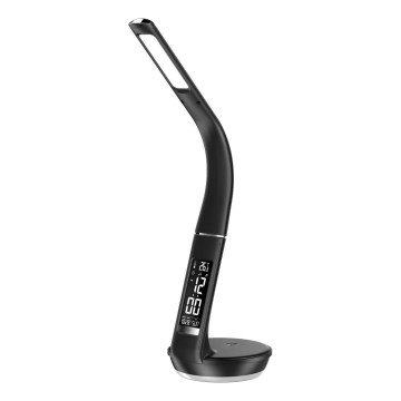 LED bordlampe m. trådløs opladning dæmpbar Qi 5W og display LED/6W/230V 3000/4000/6000K sort