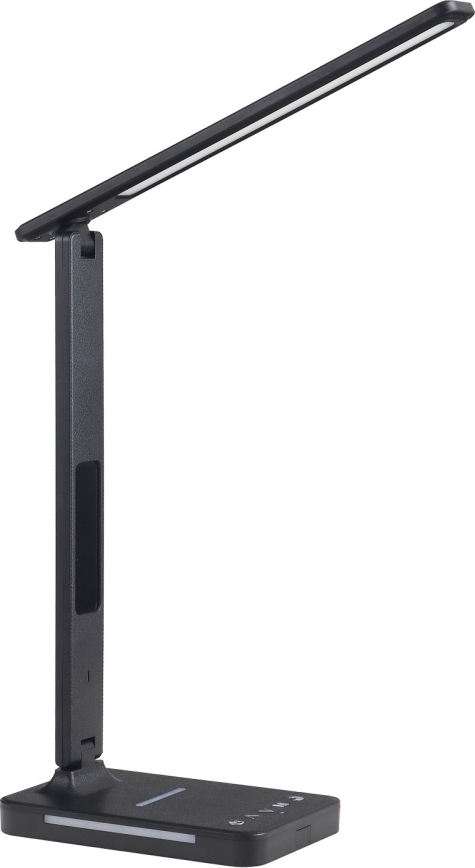 LED bordlampe m. trådløs opladning dæmpbar QI, display og USB-port LED/7W/230V 3000-6000K sort