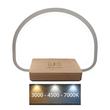 LED Bordlampe m. trådløs opladning og touch-funktion dæmpbar LED/10W/5V 3000/4500/7000K
