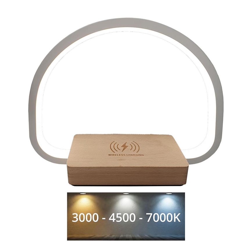 LED Bordlampe m. trådløs opladning og touch-funktion dæmpbar LED/10W/5V 3000/4500/7000K