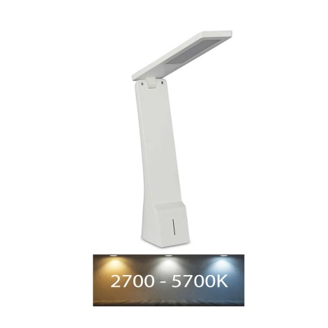 LED bordlampe m. USB og touch-funktion dæmpbar genopladelig LED/4W/5V 1200 mAh 2700K-5700K hvid/sølvfarvet