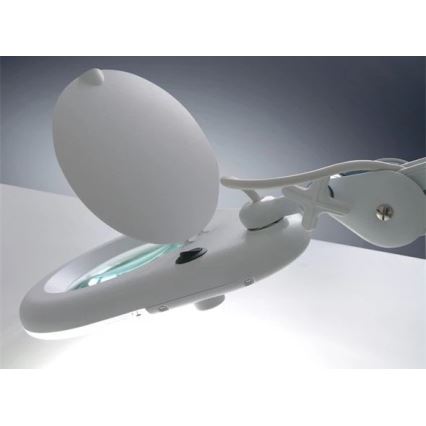 LED bordlampe med forstørrelsesglas LED/9W/230V hvid/skinnende krom