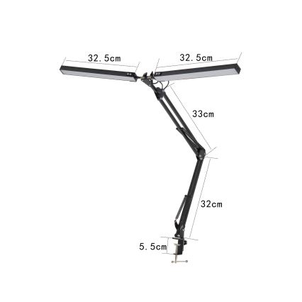 LED bordlampe med klemme 2xLED/10W/230V 2800-6800K