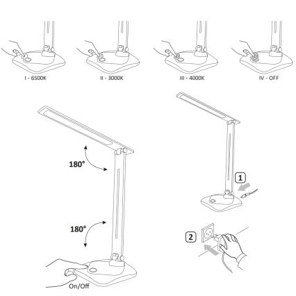 LED bordlampe med touch-funktion dæmpbar TOLEDO LED/8W/230V 3000-6500K