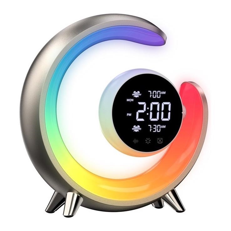 LED bordlampe RGBW-farver dæmpbar med vækkeur PEACOCK LED/20W/5V USB