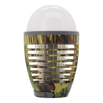 LED Bærbar genopladelig lampe med insektfanger LED/2W/3,7V 1800 mAh IPX4 camouflage