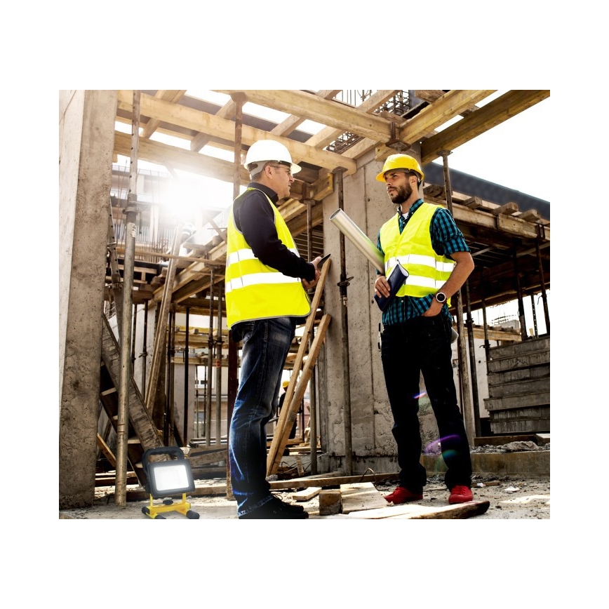 LED Dæmpbar bærbar reflektor TIGRA LED/20W/3,7V 4000K IP54 4400 mAh sort/gul