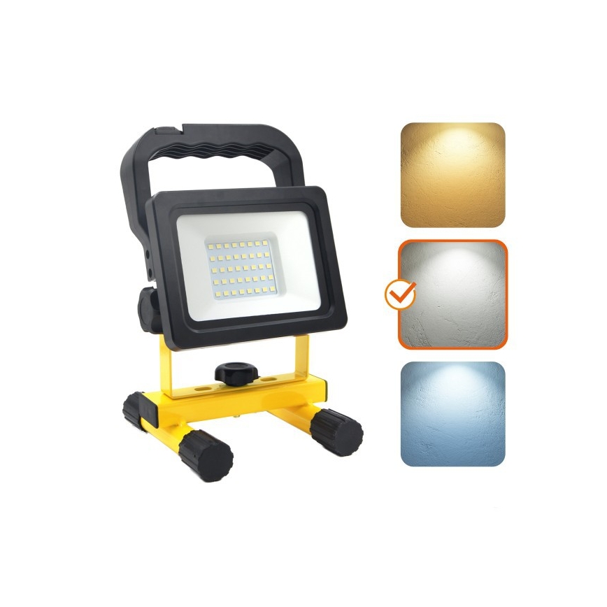 LED Dæmpbar bærbar reflektor TIGRA LED/20W/3,7V 4000K IP54 4400 mAh sort/gul