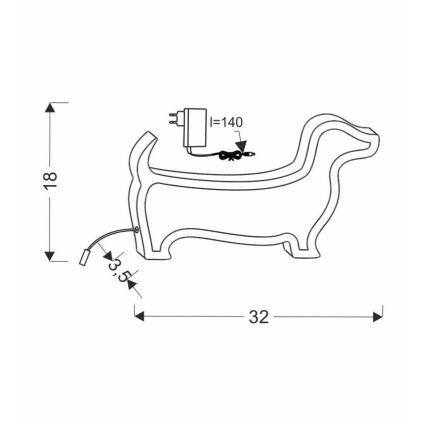 LED Børne skrivebordslampe DOG LED/12W/230V sort