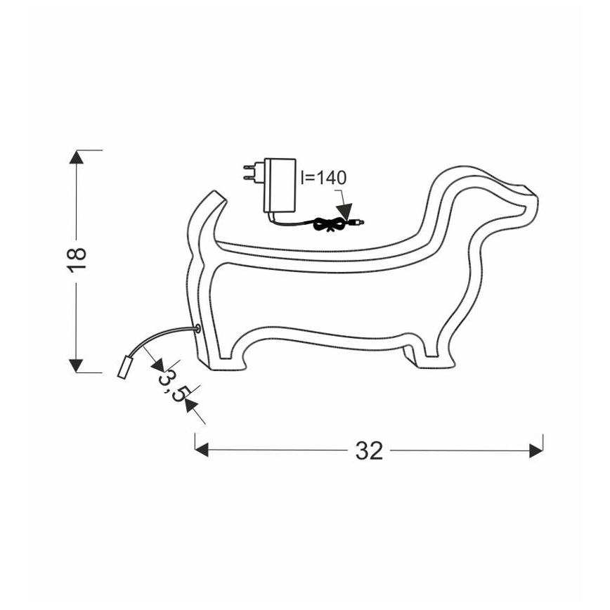 LED Børne skrivebordslampe DOG LED/12W/230V sort