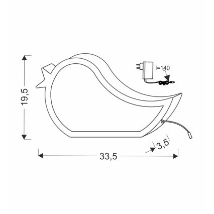 LED Børnelampe BIRD LED/12W/230V lyserød