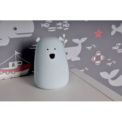 LED børnelampe m. RGB-farver og touch-funktion BEAR LED/0,8W/5V blå