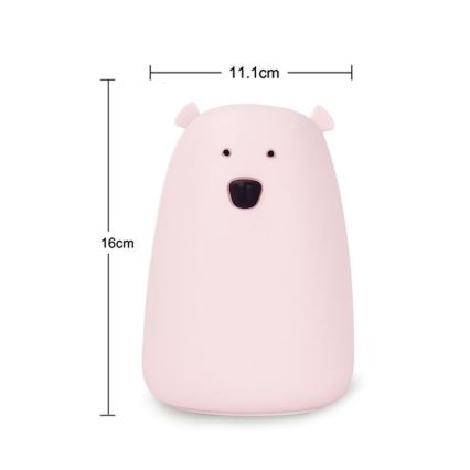 LED børnelampe m. RGB-farver og touch-funktion BEAR LED/0,8W/5V blå