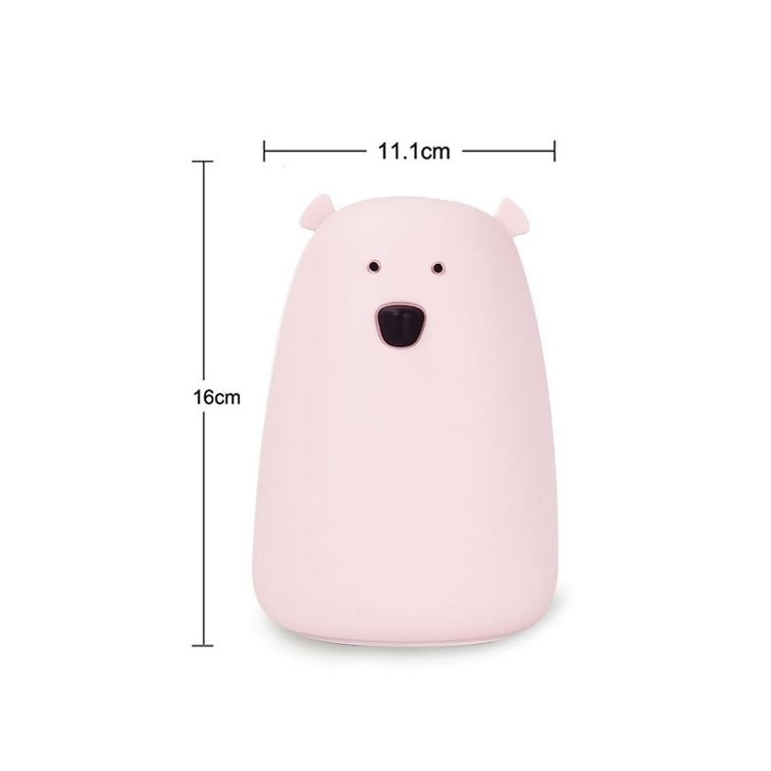 LED børnelampe m. RGB-farver og touch-funktion BEAR LED/0,8W/5V blå