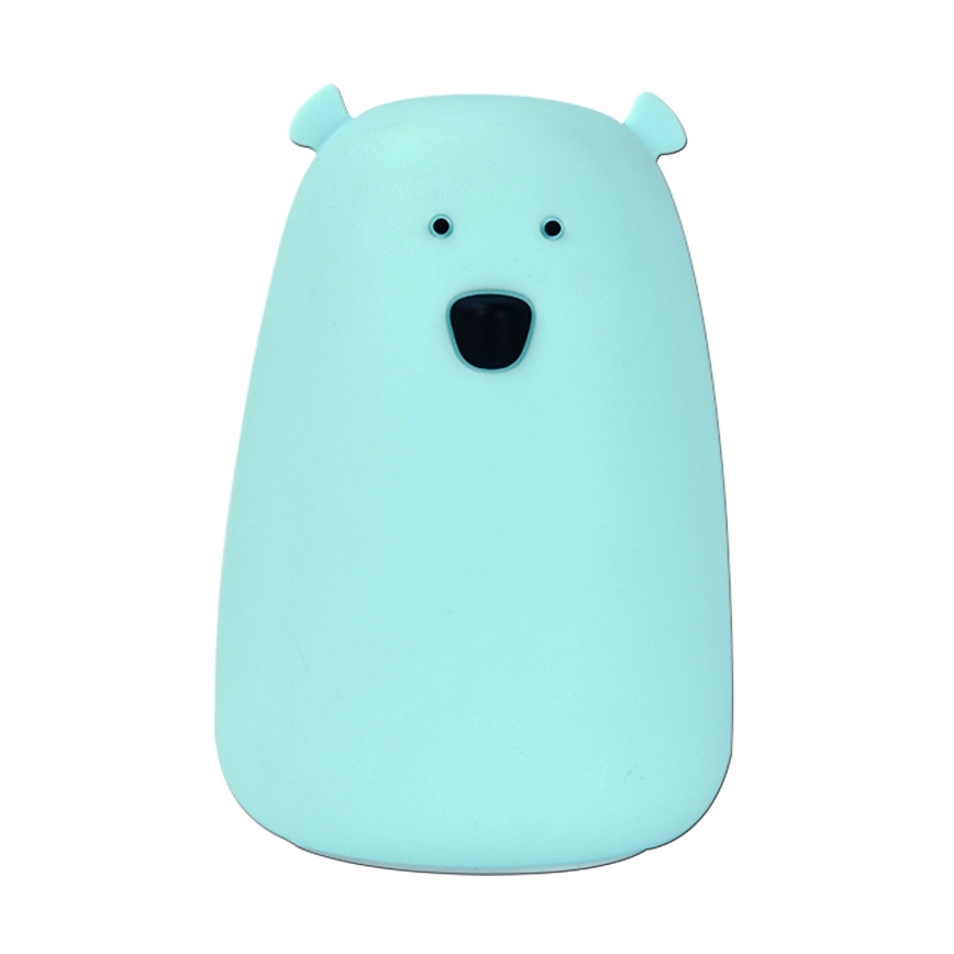 LED børnelampe m. RGB-farver og touch-funktion BEAR LED/0,8W/5V blå