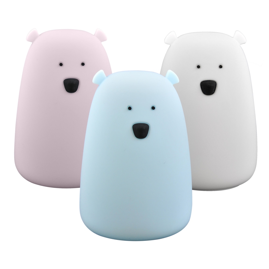 LED børnelampe m. RGB-farver og touch-funktion BEAR LED/0,8W/5V blå