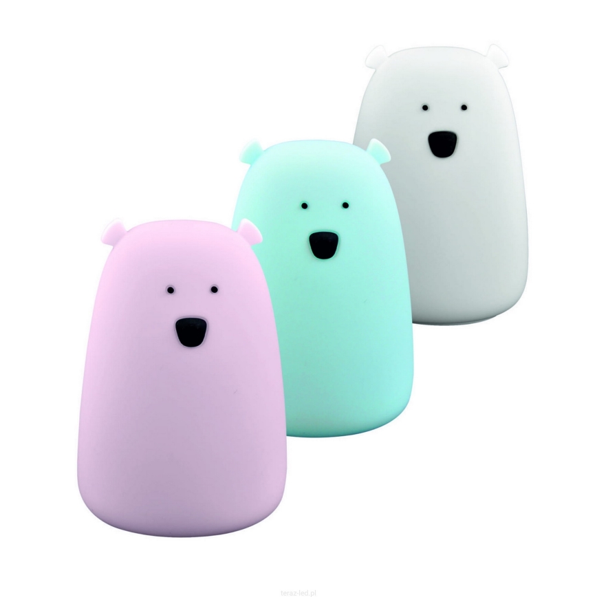 LED børnelampe m. RGB-farver og touch-funktion BEAR LED/0,8W/5V blå