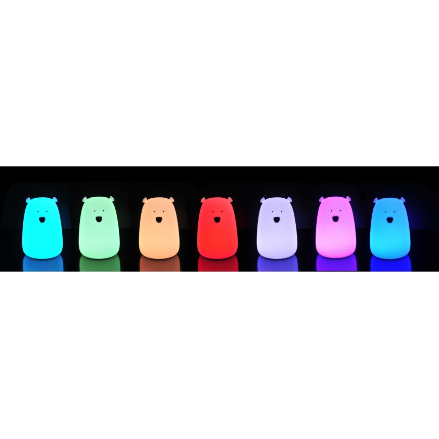 LED børnelampe m. RGB-farver og touch-funktion BEAR LED/0,8W/5V blå