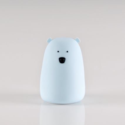 LED børnelampe m. RGB-farver og touch-funktion BEAR LED/0,8W/5V blå