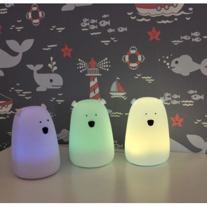 LED børnelampe m. RGB-farver og touch-funktion BJØRN LED/0,8W/5V hvid + USB