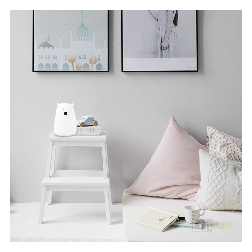 LED børnelampe m. RGB-farver og touch-funktion BJØRN LED/0,8W/5V hvid + USB