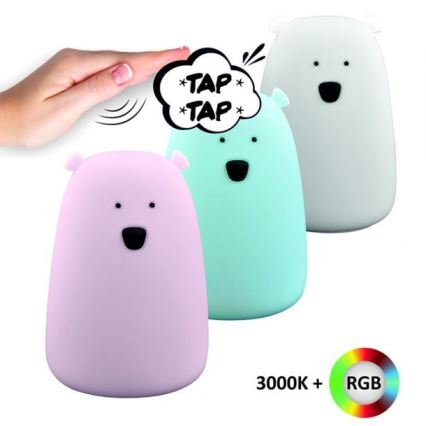 LED børnelampe m. RGB-farver og touch-funktion BJØRN LED/0,8W/5V hvid + USB
