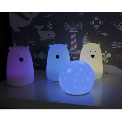 LED børnelampe m. RGB-farver og touch-funktion BJØRN LED/0,8W/5V hvid + USB