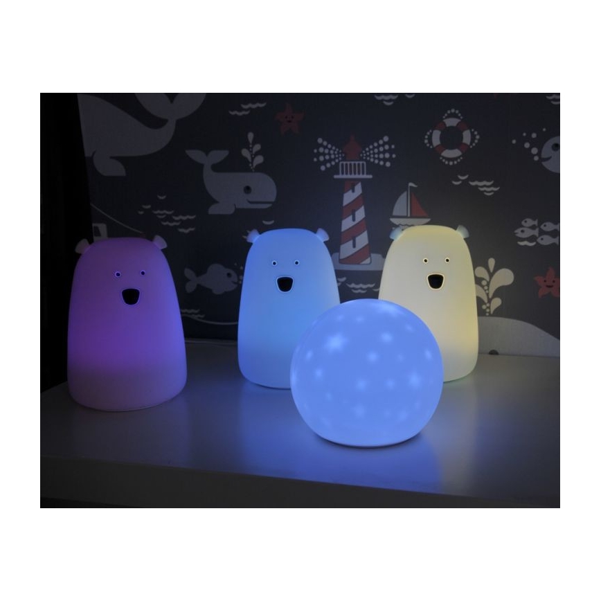 LED børnelampe m. RGB-farver og touch-funktion BJØRN LED/0,8W/5V hvid + USB