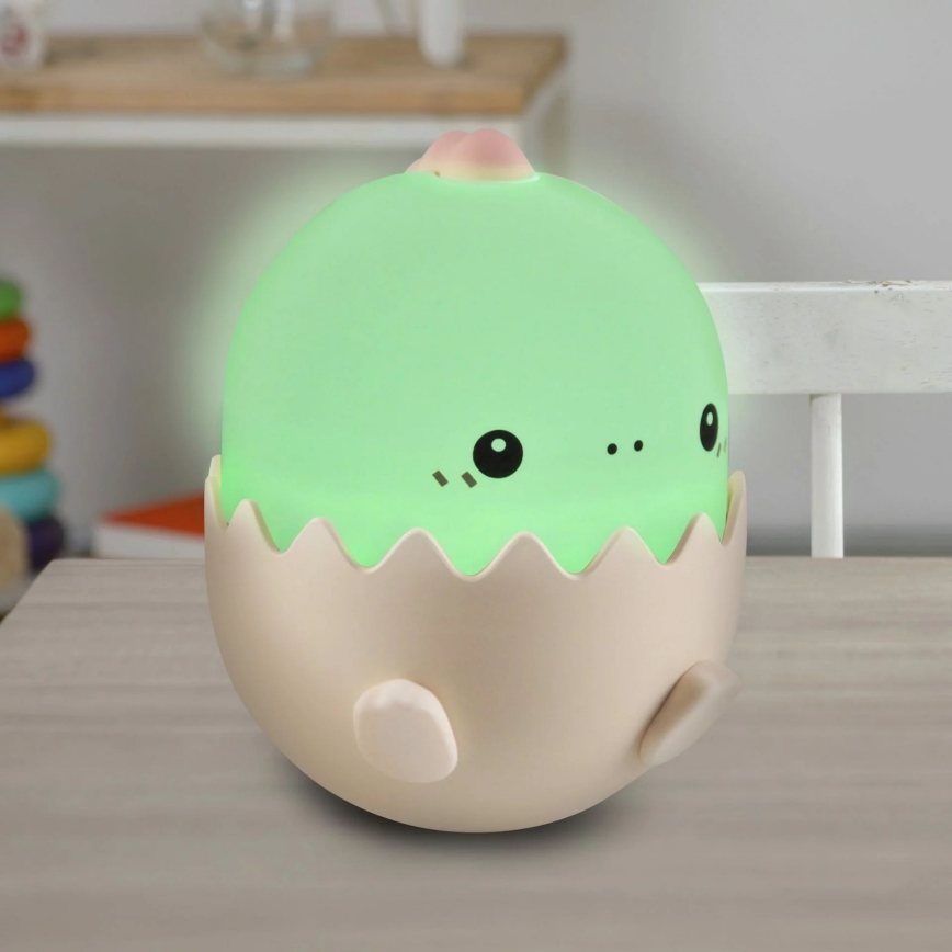 LED børnelampe m. RGBW-farver touch-funktion BABY DINO LED/0,75W/5V USB 1200 mAh lyserød