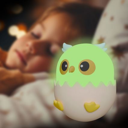 LED børnelampe m. RGBW-farver m- touch-funktion dæmpbar LED/1W/5V USB 1200 mAh ugle blå