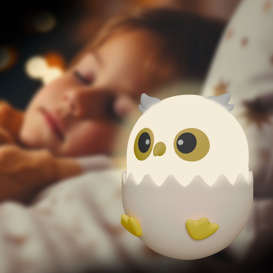 LED børnelampe m. RGBW-farver m. touch-funktion dæmpbar LED/1W/5V USB 1200 mAh ugle lyserød
