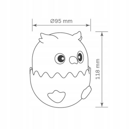 LED børnelampe m. RGBW-farver m. touch-funktion dæmpbar LED/1W/5V USB 1200 mAh ugle lyserød
