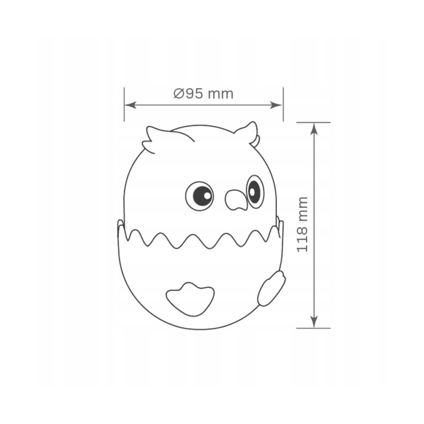LED børnelampe m. RGBW-farver m. touch-funktion dæmpbar LED/1W/5V USB 1200 mAh ugle lyserød