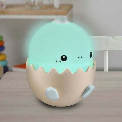 LED børnelampe m. RGBW-farver og touch-funktion dæmpbar BABY DINO LED/0,75W/5V USB 1200 mAh blå