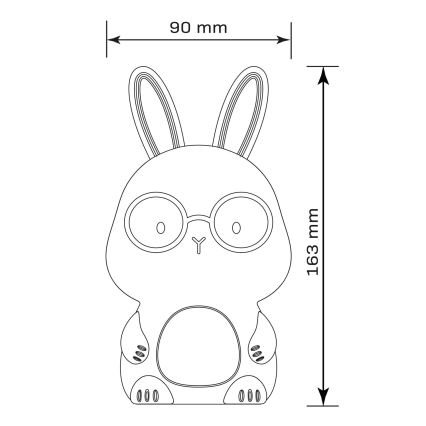 LED børnelampe m. RGBW-farver og touch-funktion dæmpbar FLORKA LED/1W/5V USB 1200 mAh kanin blå