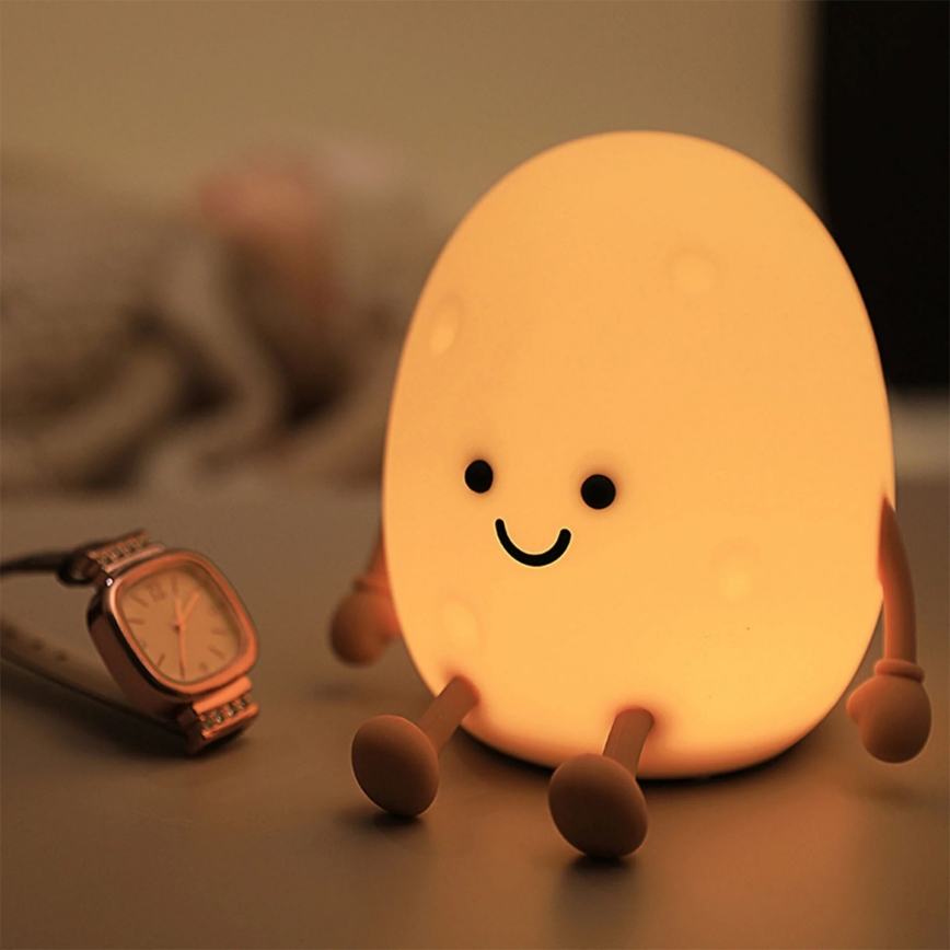 LED børnelampe m. touch-funktion og RGBW-farver dæmpbar POTATO LED/2W/5V USB 1200 mAh kartoffel