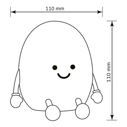 LED børnelampe m. touch-funktion og RGBW-farver dæmpbar POTATO LED/2W/5V USB 1200 mAh kartoffel