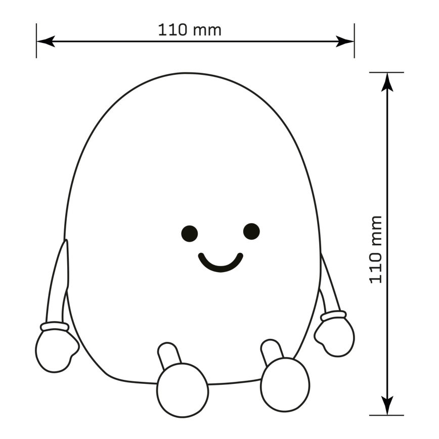 LED børnelampe m. touch-funktion og RGBW-farver dæmpbar POTATO LED/2W/5V USB 1200 mAh kartoffel